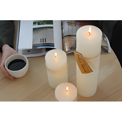 Timber Candle D8x7,5cm | Taupe
