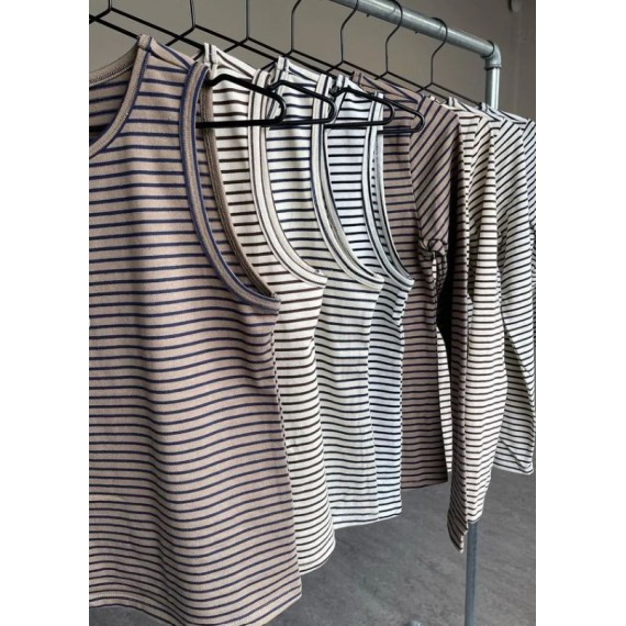 Lisa Singlet | Black/White Stripes