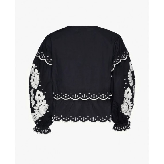 Mathilde Organic Cotton Top | Black With White Swam