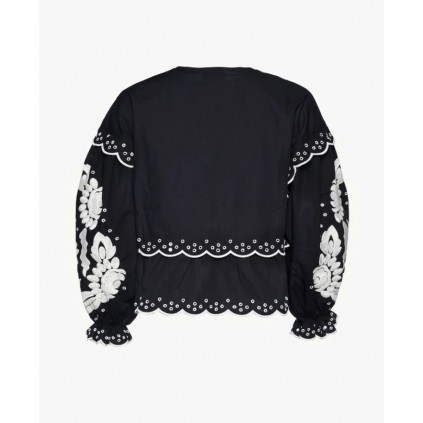 Mathilde Organic Cotton Top | Black With White Swam