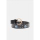 Flower Studded Belt | Black/Blueberry
