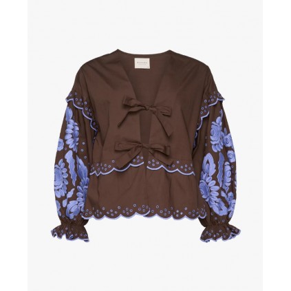 Martha Organic Cotton Top | Chestnut/Blue | Onesize