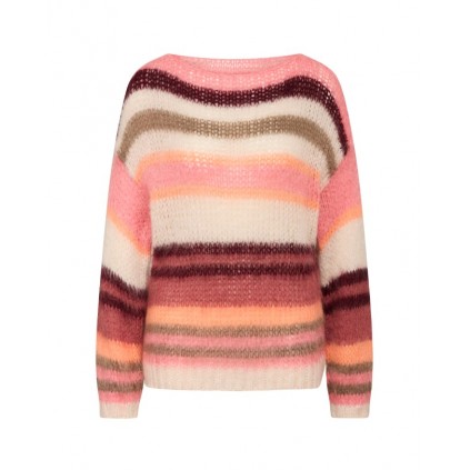 Adona Knit | Cream and Pink Stripe