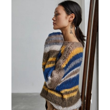 Adona Knit | Brown and Blue Strip