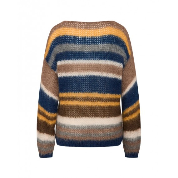 Adona Knit | Brown and Blue Strip