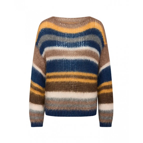 Adona Knit | Brown and Blue Strip