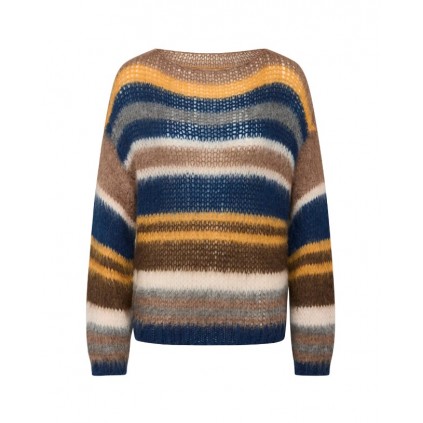 Adona Knit | Brown and Blue Strip