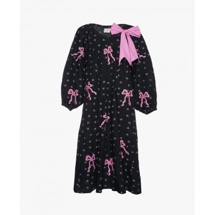 Regina Organic Cotton Dress | Black With Cyclamen Pink