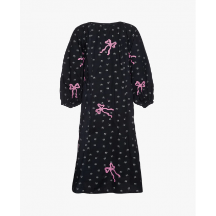 Regina Organic Cotton Dress | Black With Cyclamen Pink