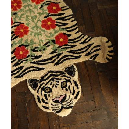 Floral White Tiger Rug | Small