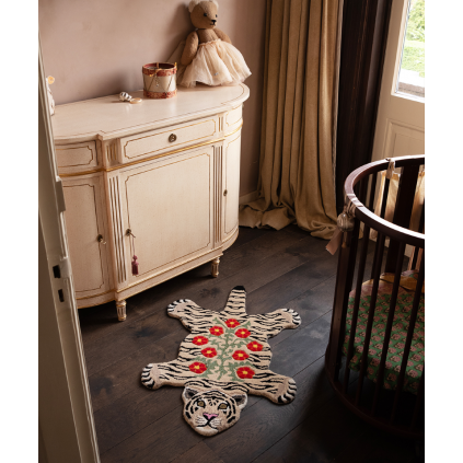 Floral White Tiger Rug | Small