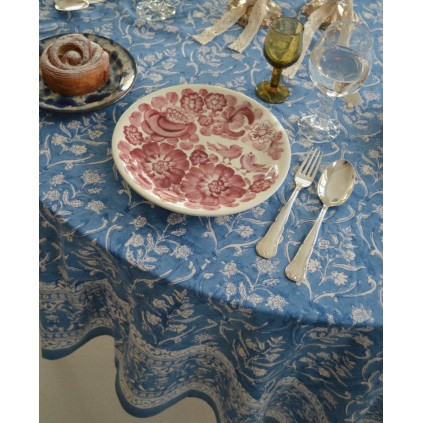 Noor Block Printed Tablecloth | Sapphire Blue