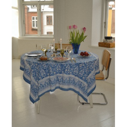 Noor Block Printed Tablecloth | Sapphire Blue