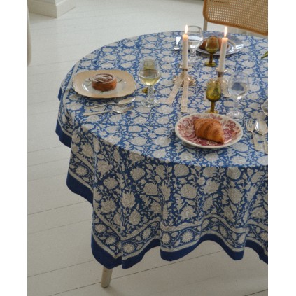 Noor Block Print Tablecloth | Lapiz Lazuli