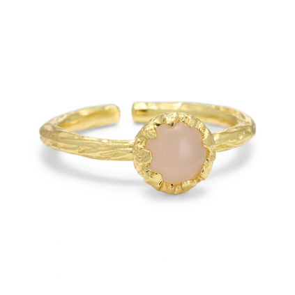 Ring med liten natursten | Gull Rose Quartz