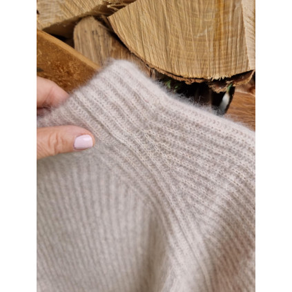 Cashmeregenser med vaskebjørnsgarn | Light Beige