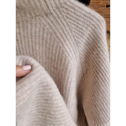 Cashmeregenser med vaskebjørnsgarn | Light Beige