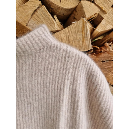 Cashmerepullover med vaskebjørnsgarn | Light Beige