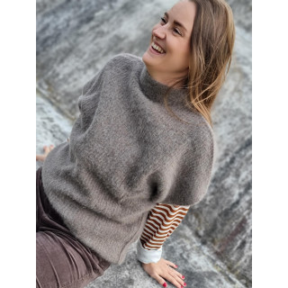Cashmere Pullover med vaskebjørnsgarn | Dark Brown