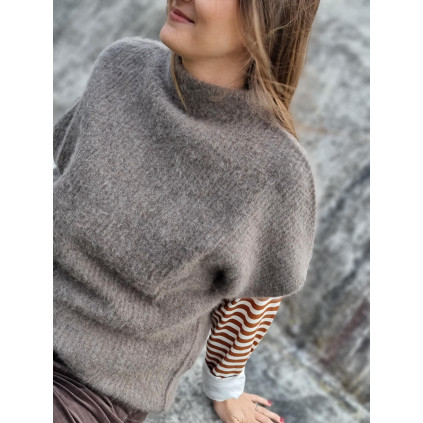 Cashmere Pullover med vaskebjørnsgarn | Dark Brown