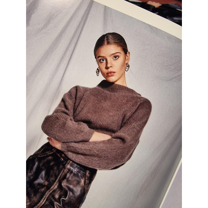 Cashmeregenser med vaskebjørnsgarn | Dark Brown