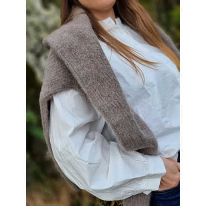 Cashmeregenser med vaskebjørnsgarn | Dark Brown