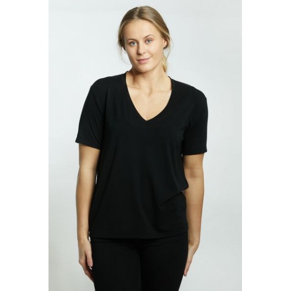 Brandy Short Sleeve V-Neck | Black
