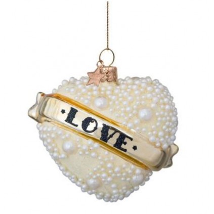 Ornament | Heart w/pearls Love