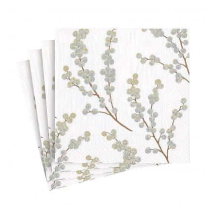 Servietter Lunch | Berry Branches White/Silver