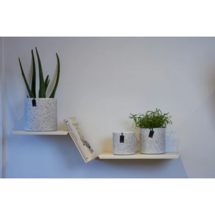 11cm Granite håndmalt potte | White