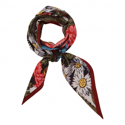 Tapis Noir - Slim flower Stripe scarf