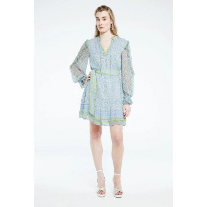 Adrienne Dress Cream White/Riad Blue | Multi