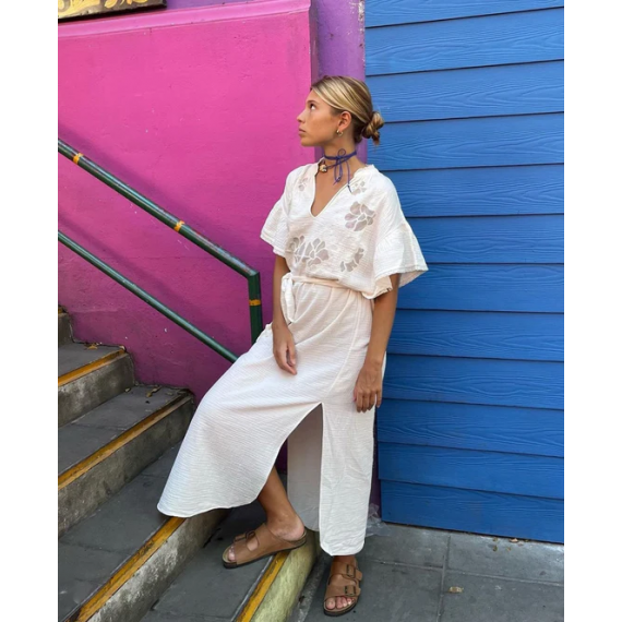 Charm Organic Cotton Caftan | Off White